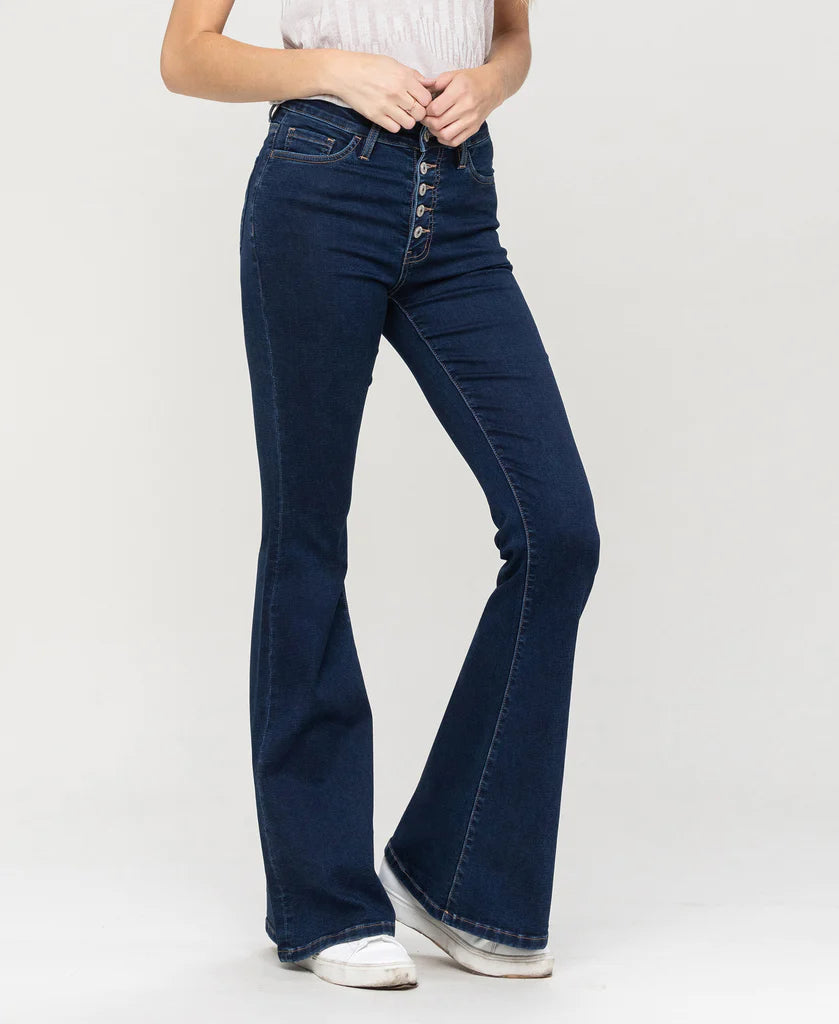 Vervet Escapade - High Rise Button Up Super Flare Jeans