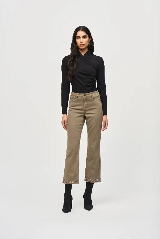 Joseph Ribkoff Denim Straight Pants With Frayed Hem