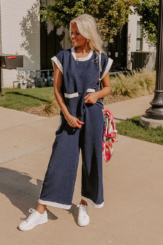 Modern Metropolis High Waist Wide Leg Pants in Navy