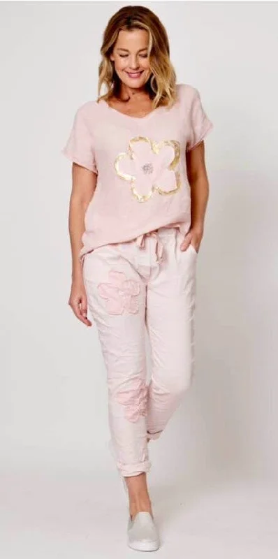 musk flower linen pant