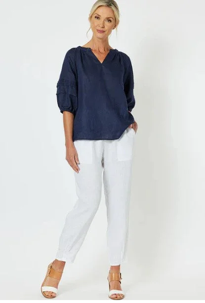 Ribbed white Linen pants