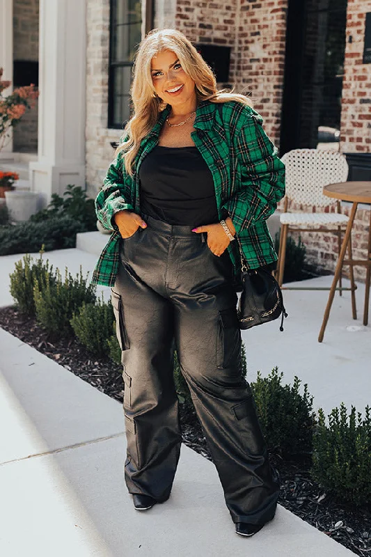 The Jenika High Waist Faux Leather Cargo Pants Curves