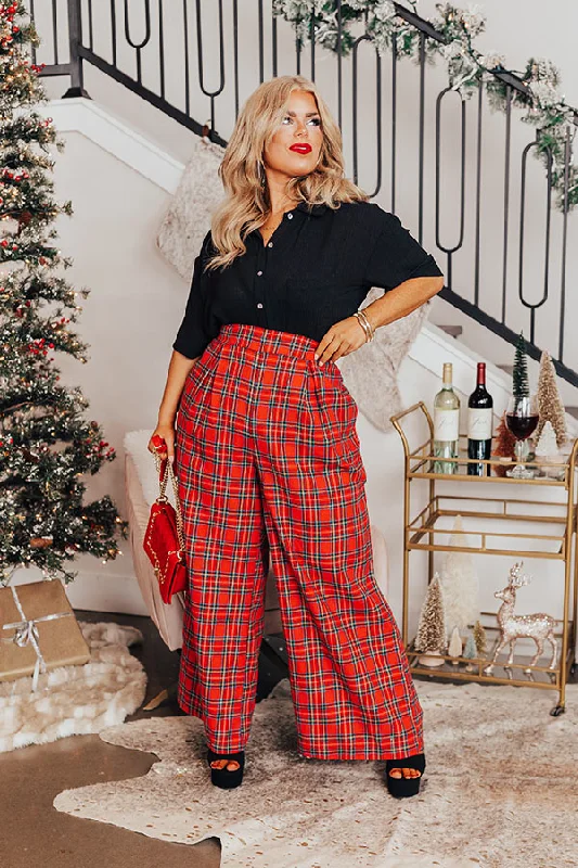 The Kaylie Wide Leg Plaid Pants Curves