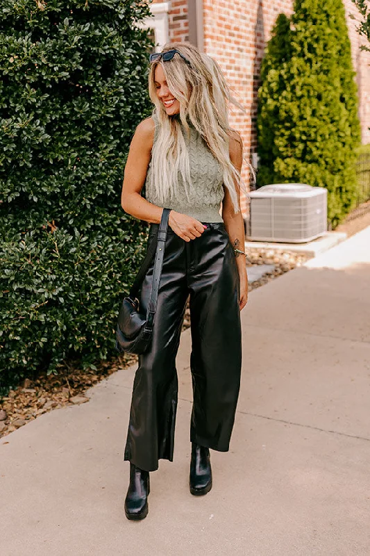 The Reagan High Waist Faux Leather Pants in Black