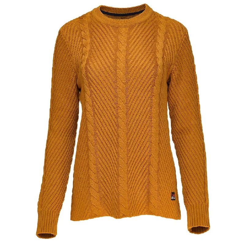 Womens Merino Cable Sweater (Mustard)