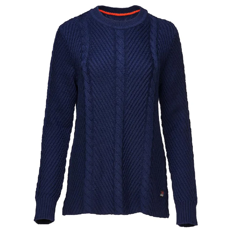 Womens Merino Cable Sweater (Navy)