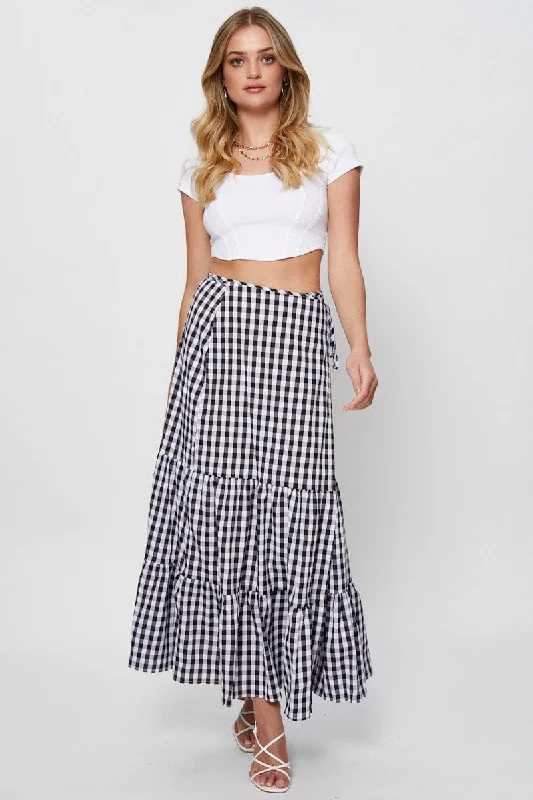 Check Maxi Skirt High Rise