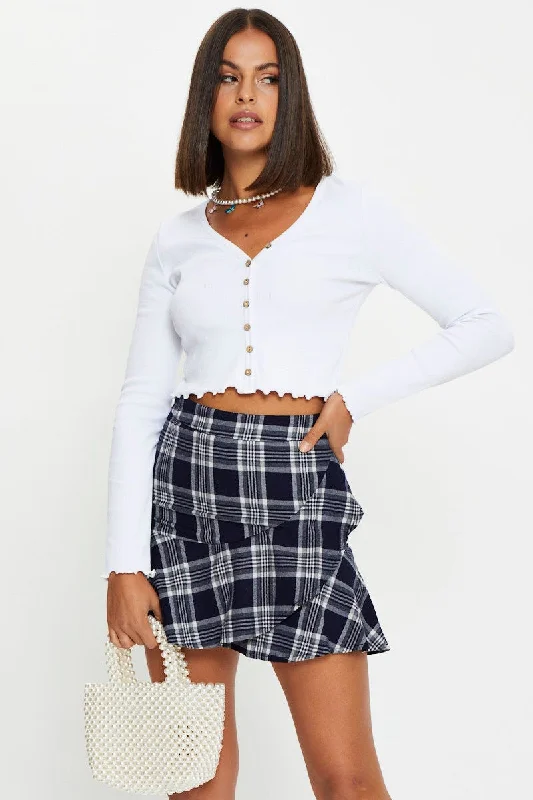 Check Wrap Skirt Mini