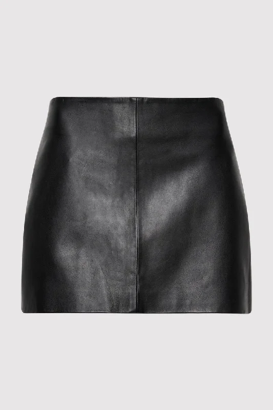 LEATHER MINI SKIRT-BLACK