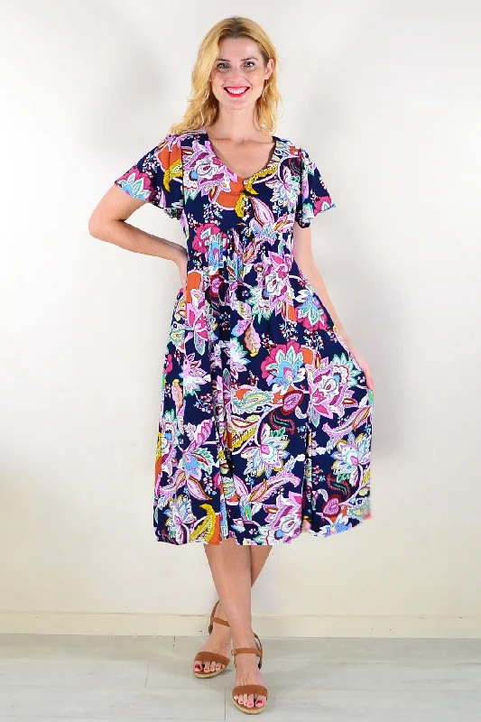 Navy Floral Garden Tunic Dress