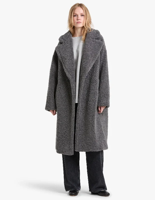 Evan Faux Fur Jacket - Charcoal