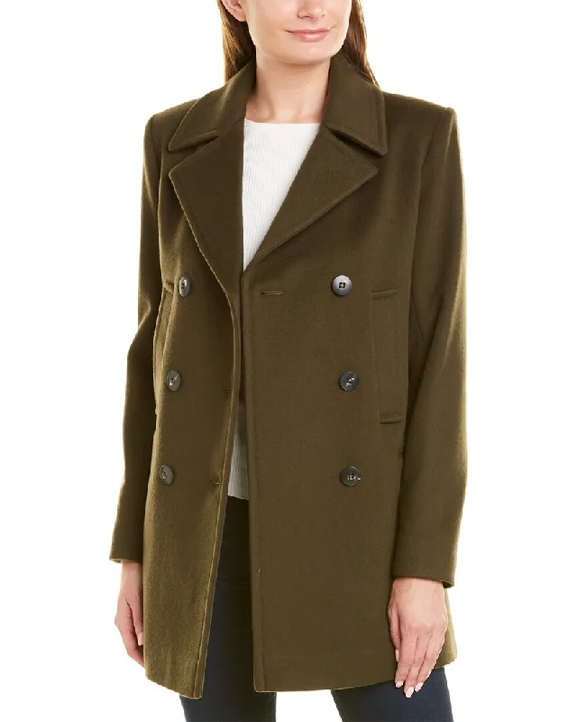 FLEURETTE Double-Breasted Wool Peacoat