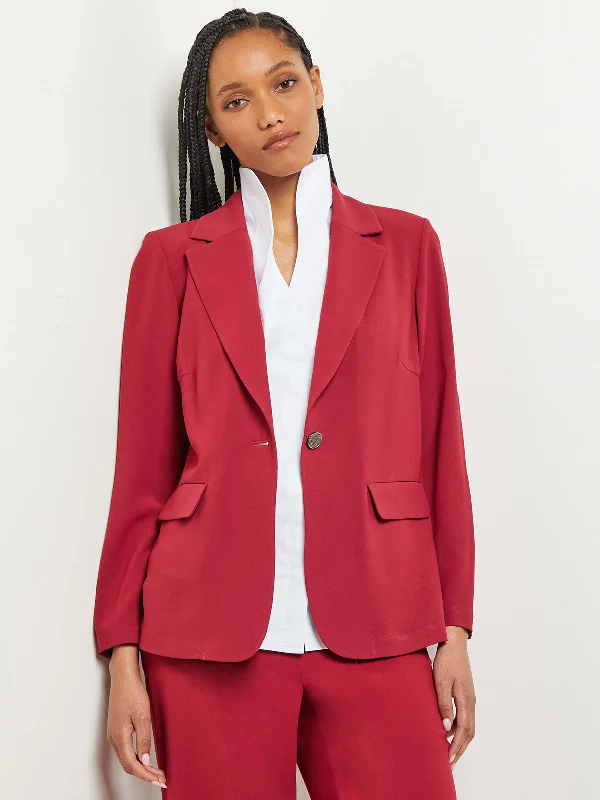 Notch Collar Crepe Blazer