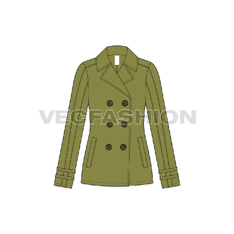 Women's Olive Green Pea Coat