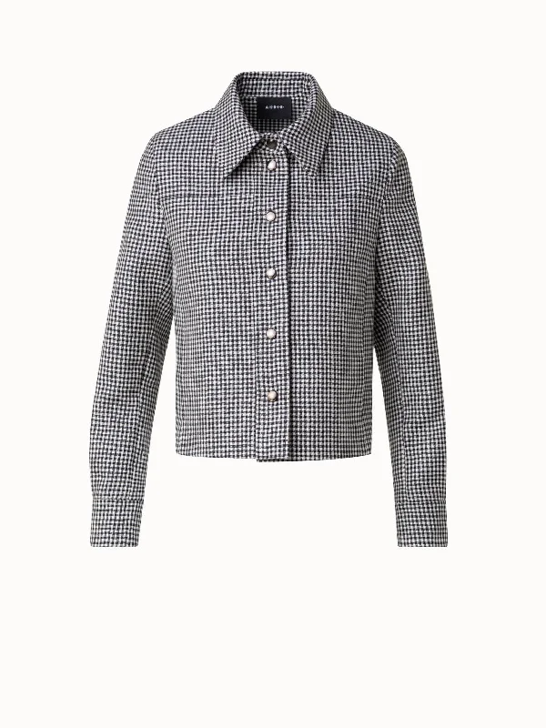 Short Vichy Shirt Jacket in Wool Double-Face