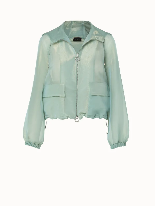 Silk Techno Iridescent Organza Blouson Jacket