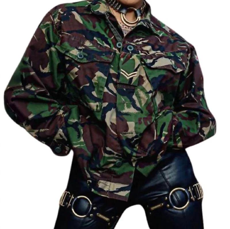 Sinner Saint Camo Jacket In Green