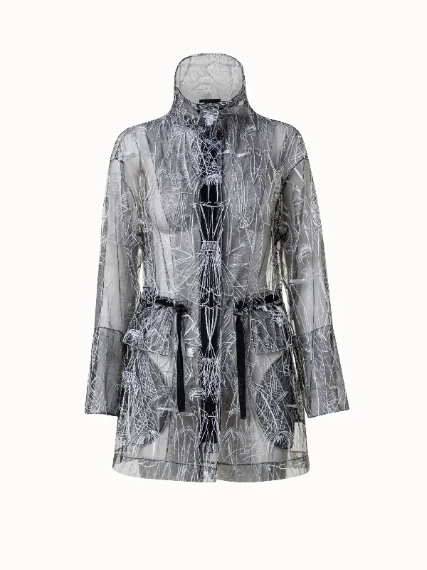 Techno Tulle Parka with Croquis Embroidery