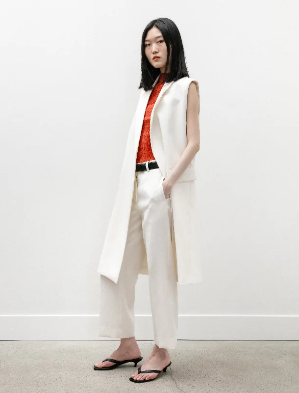 Sleeveless Grain de Poudre Coat Off White