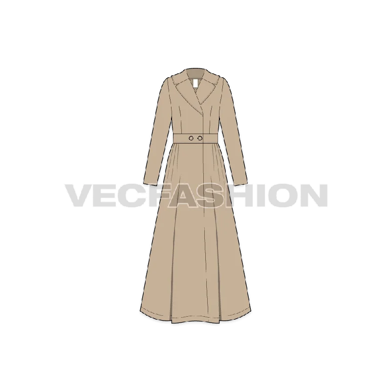 Women's Long Coat with Big Collar