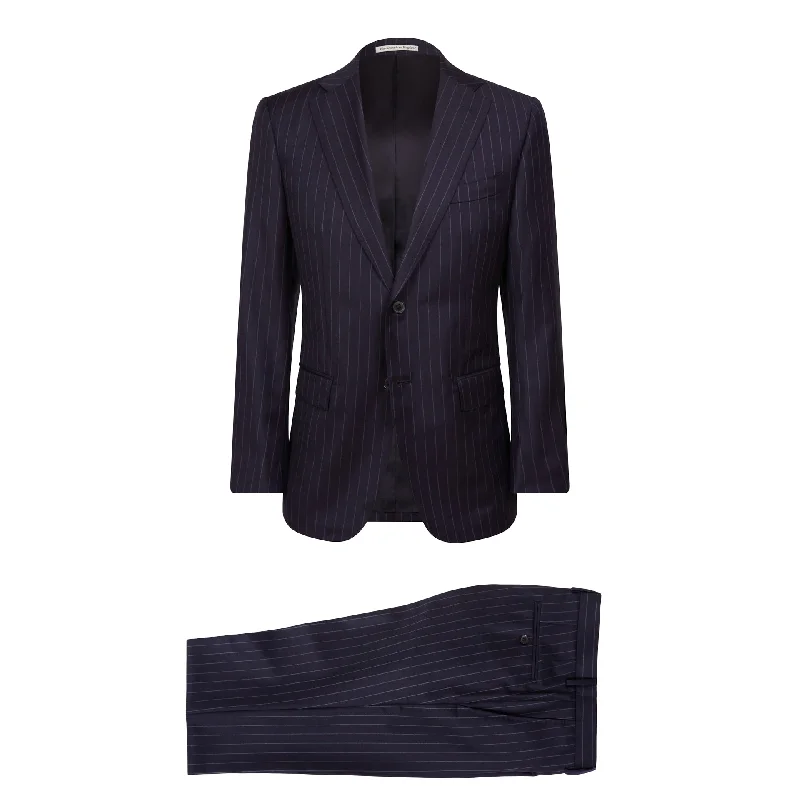 HENRY SARTORIAL X DORMEUIL Full Canvas Stripe All Season Suit NAVY REG