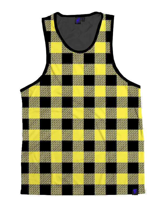 Neon Yellow & Black Plaid Unisex Tank Top